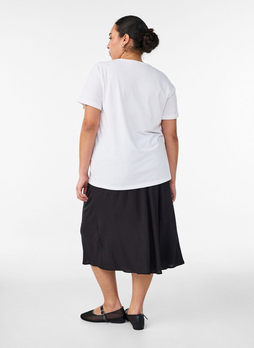 Viscose rok met een elastische taille, Zwart, Model image number 1
