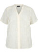 Overhemdblouse met korte mouwen en broderie anglaise, Antique White, Packshot image number 0