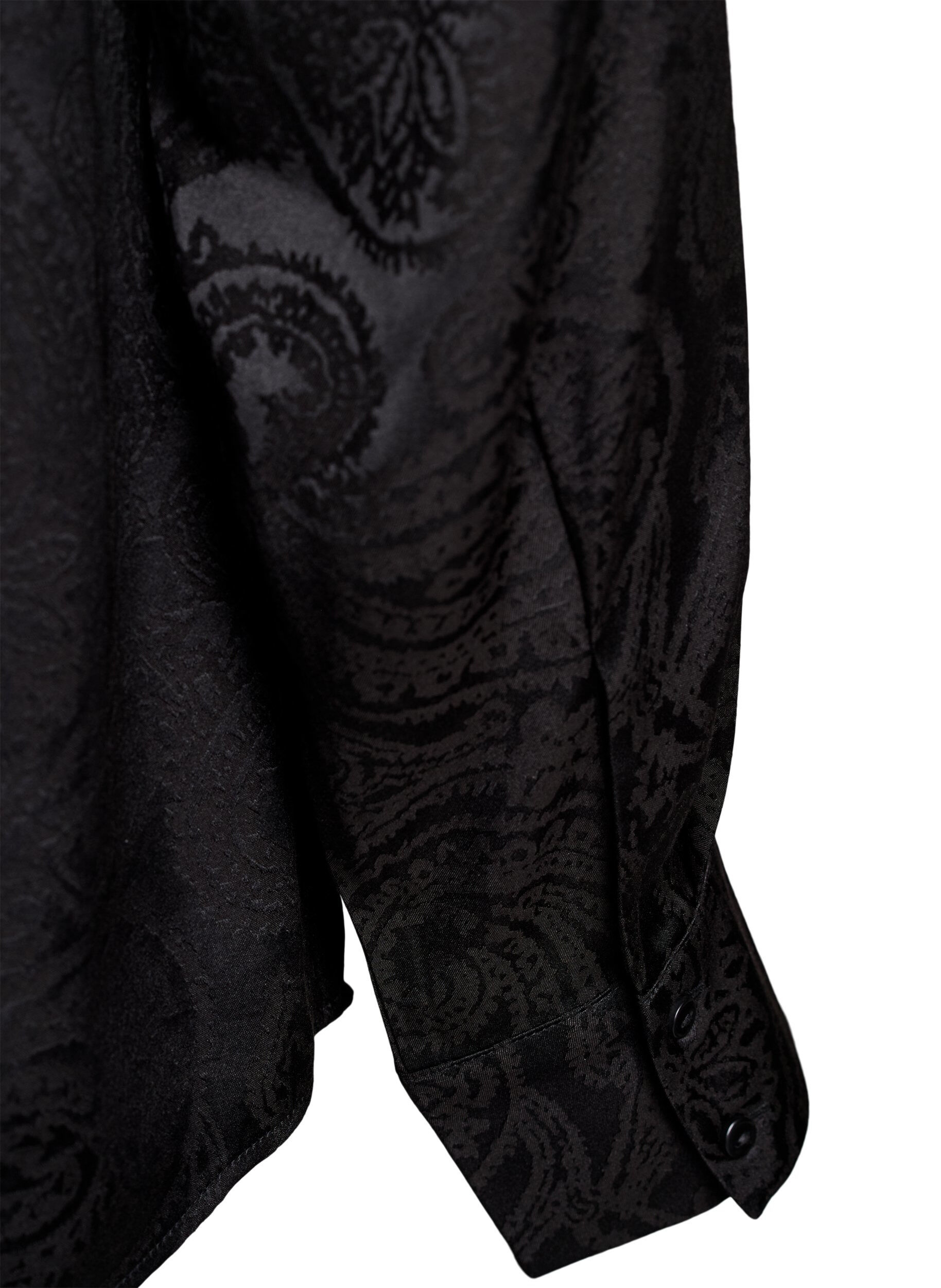 ZizziShirt met ton-sur-ton paisleypatroon, Zwart, Packshot image number 3