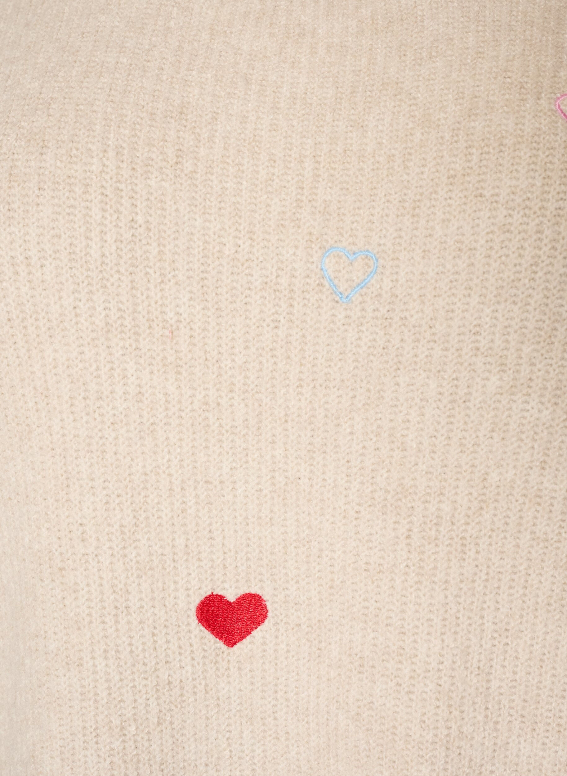 ZizziGebreide blouse met hartjes en 3/4 mouwen, Beige, Packshot image number 2
