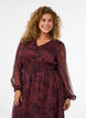 Maxi-jurk met bloemenprint en smokwerk, Donker Bordeaux, Model image number 2