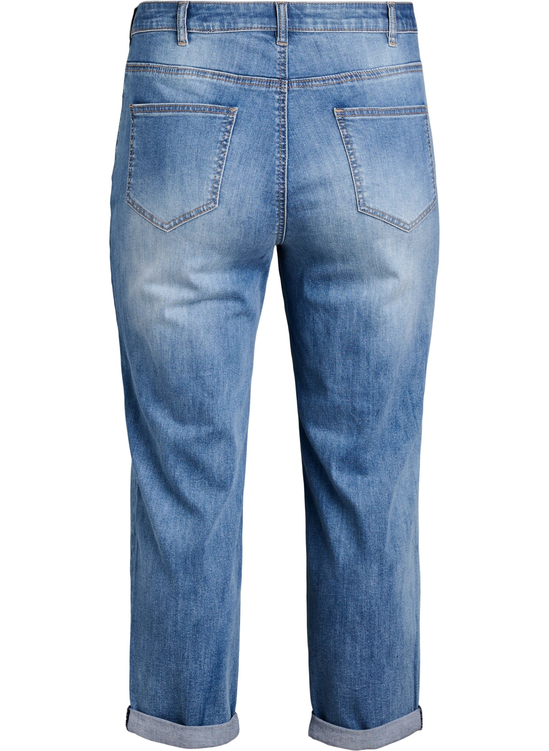 Zizzi 7/8 jeans met oprolbare pijpen en hoge taille, Blauw, Packshot image number 1