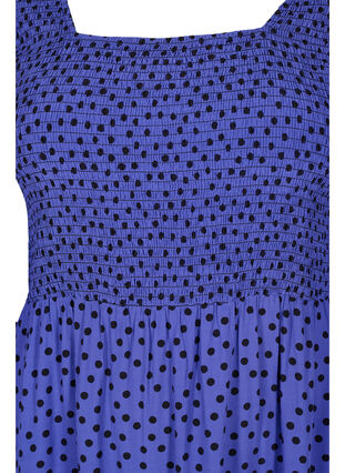 Gestippelde viscose jurk met smok, R.Blue w. Black Dot, Packshot image number 2