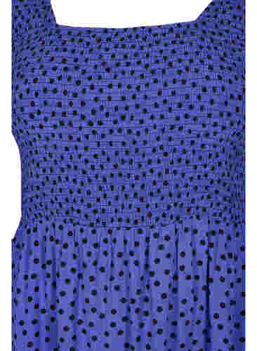 Gestippelde viscose jurk met smok, R.Blue w. Black Dot, Packshot image number 2