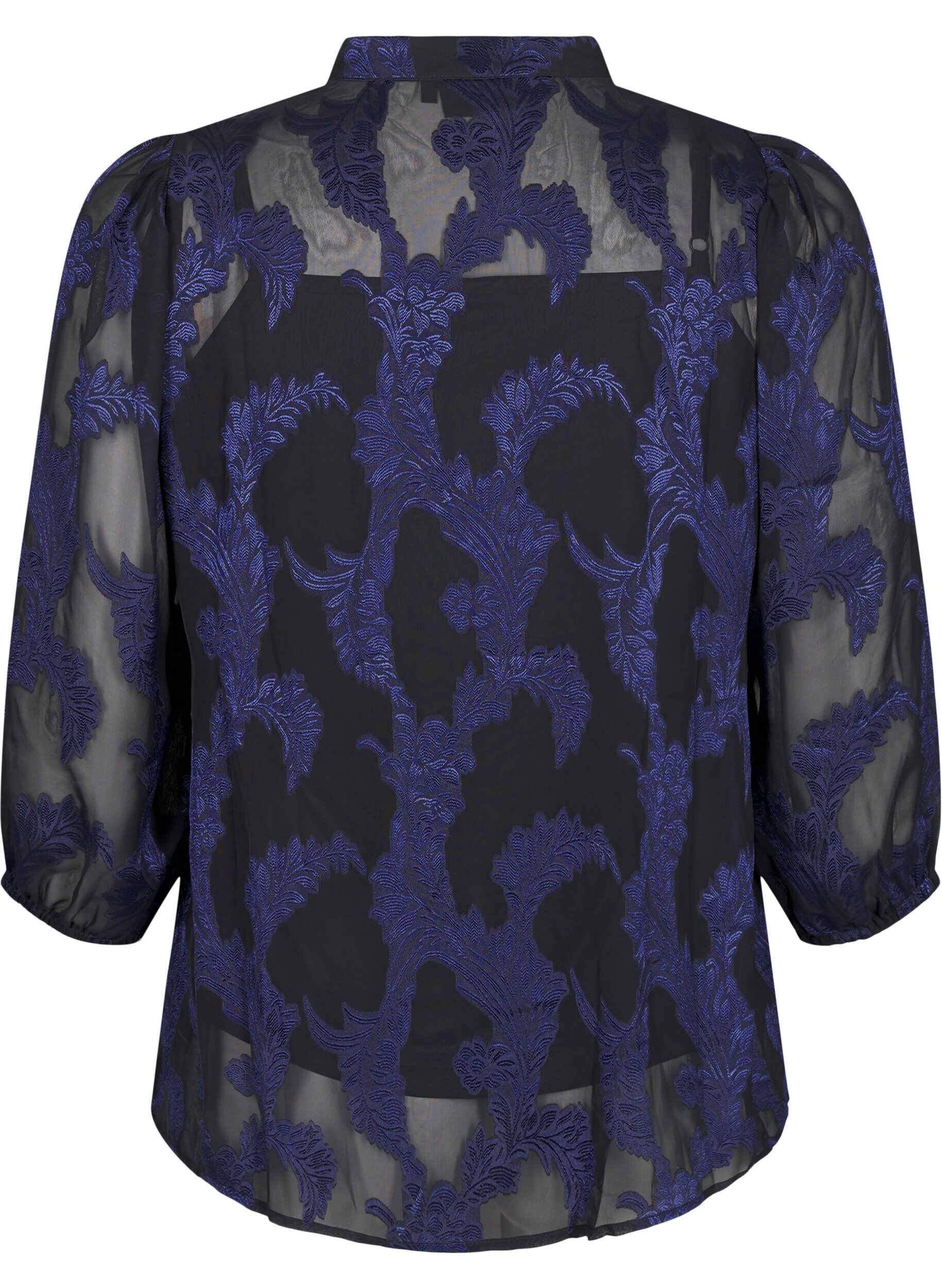 Zizzi Chiffon blouse met jacquardpatroon, Evening Blue, Packshot image number 1