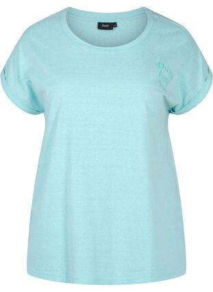 Gemêleerd t-shirt in katoen, Aqua Splash Melange, Packshot image number 0