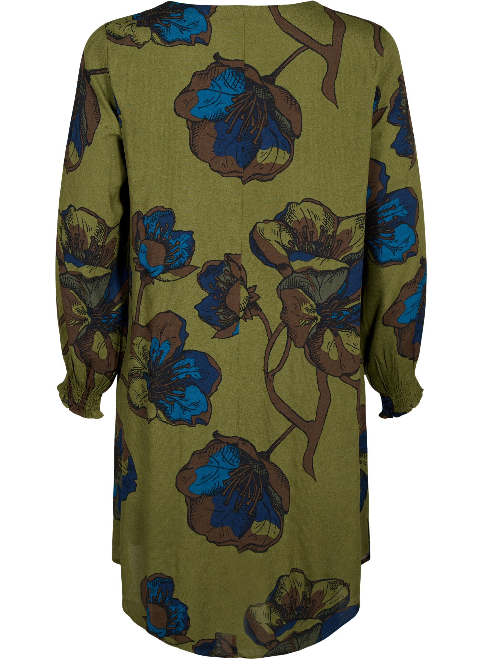 ZizziBedrukte jurk van viscose, Groen, Packshot image number 1