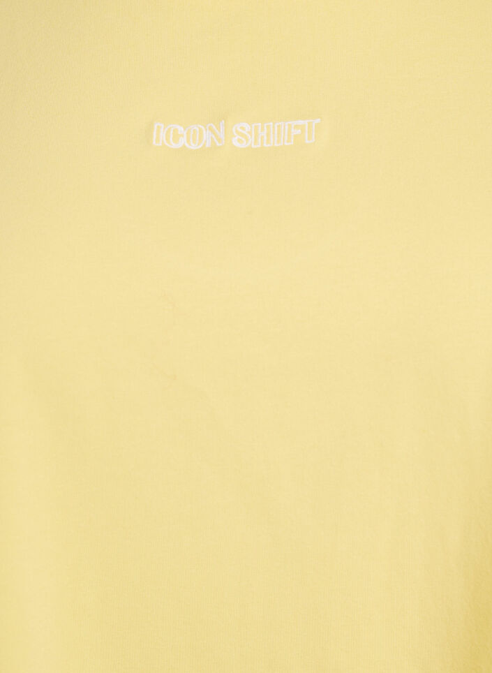 T-shirt van biologisch katoen met klein frontmotief, Geel, Packshot image number 2