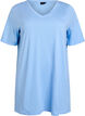 Enkelkleurig oversized T-shirt met V-hals, Blauw, Packshot image number 0