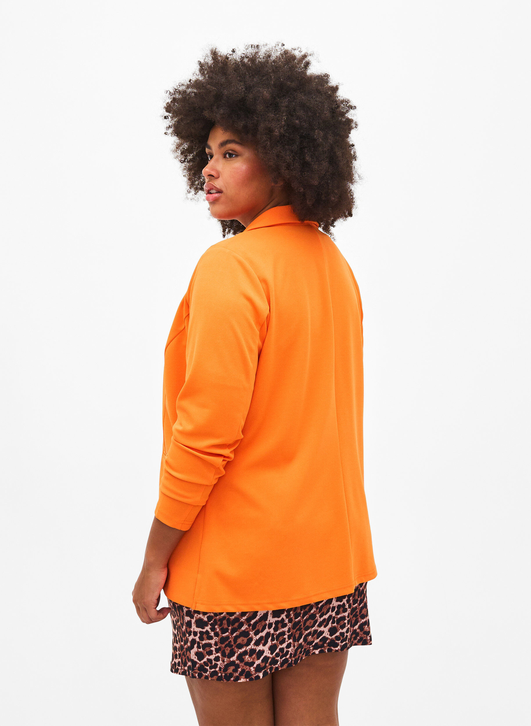 Zizzi Blazer met zakken, Vibrant Orange, Model image number 1