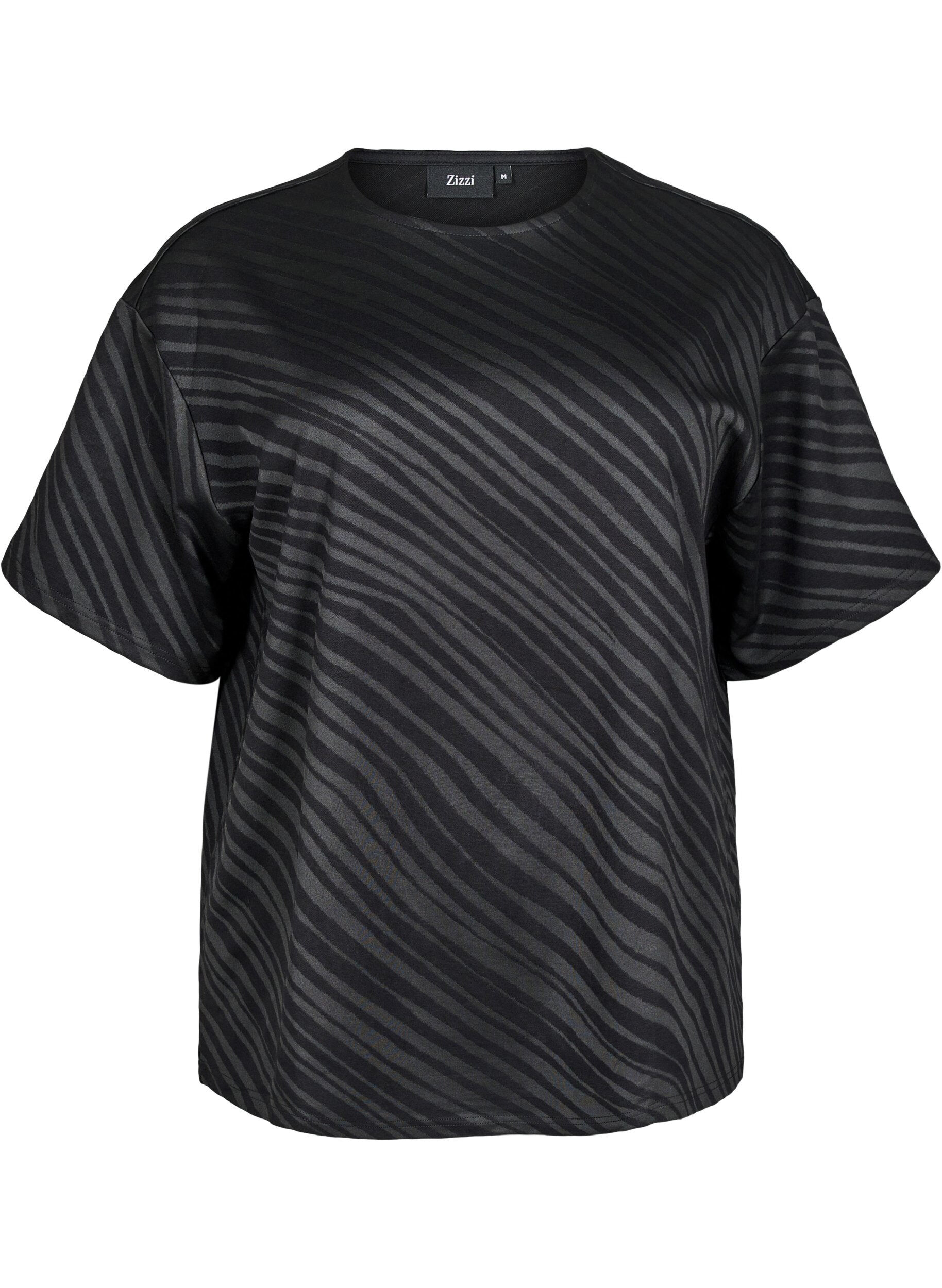 Zizzi Oversized blouse met patroon, Zwart, Packshot image number 0