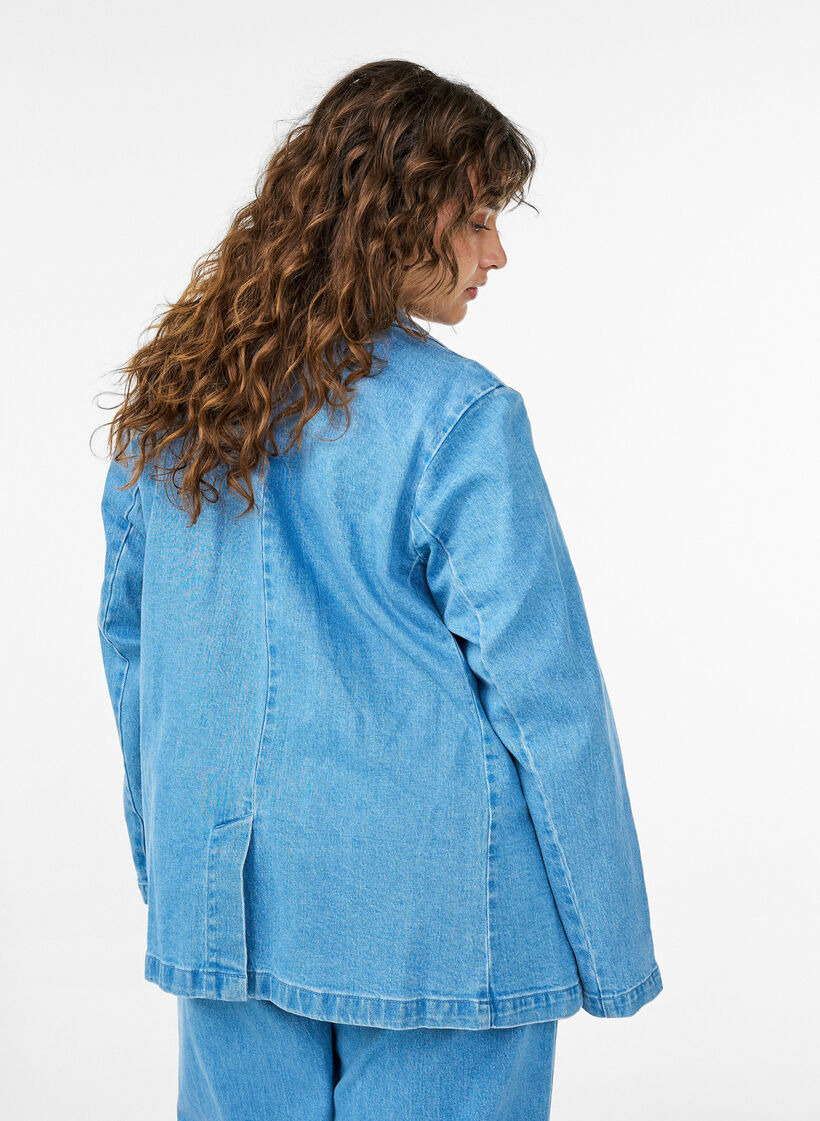 Denim blazer met zakken, Blauw, Model image number 2