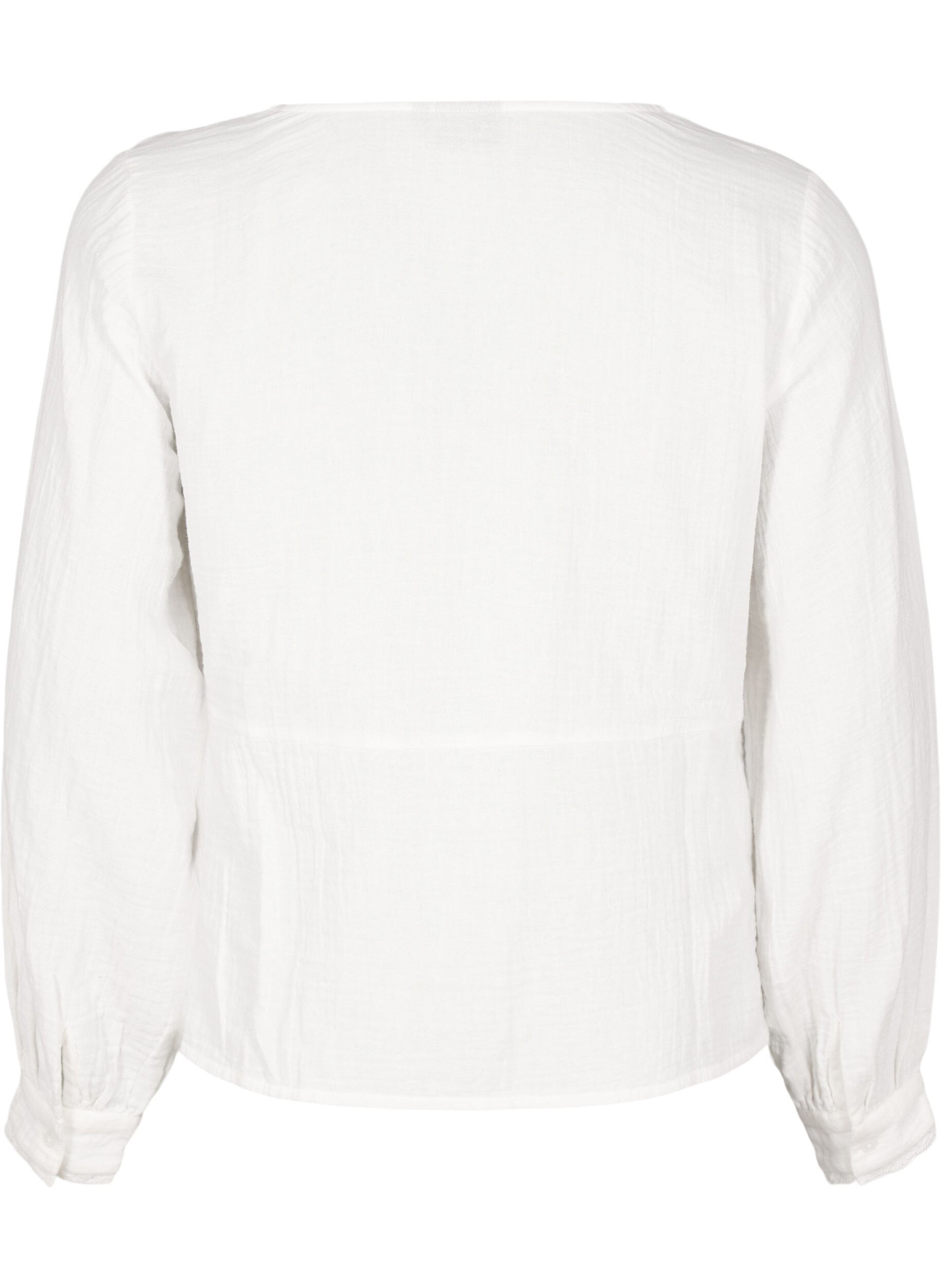 Zizzi Katoenen mousseline blouse met haakdetails, Vanille, Packshot image number 1