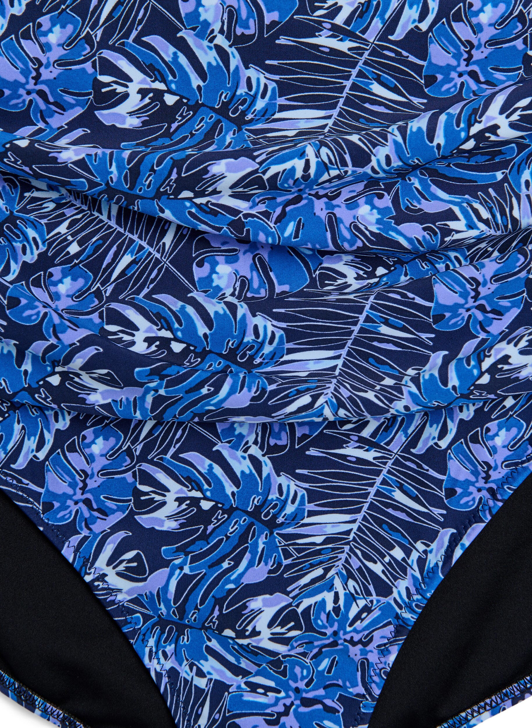 ZizziHoge taille bikinibroekjes met patroon, Blauw, Packshot image number 2