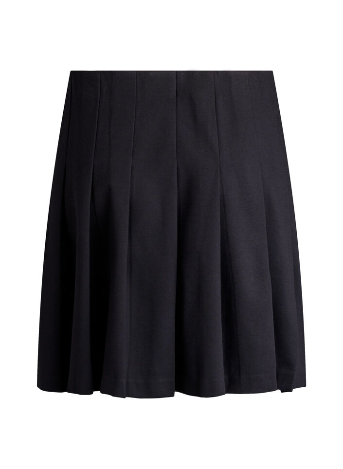 Korte geplooide rok met elastische tailleband, Zwart, Packshot image number 1