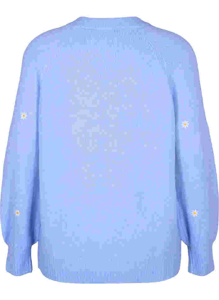 Gebreide trui met geborduurde details, Lavender w. Daisy, Packshot image number 1