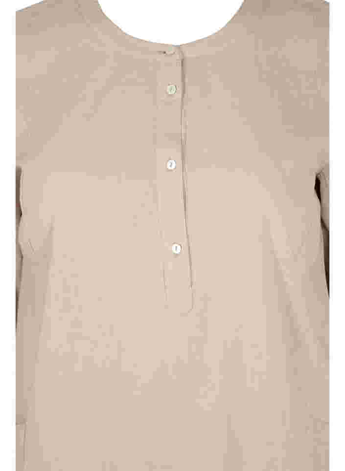 Katoenen tuniek met korte mouwen en zakken, Simply Taupe, Packshot image number 2