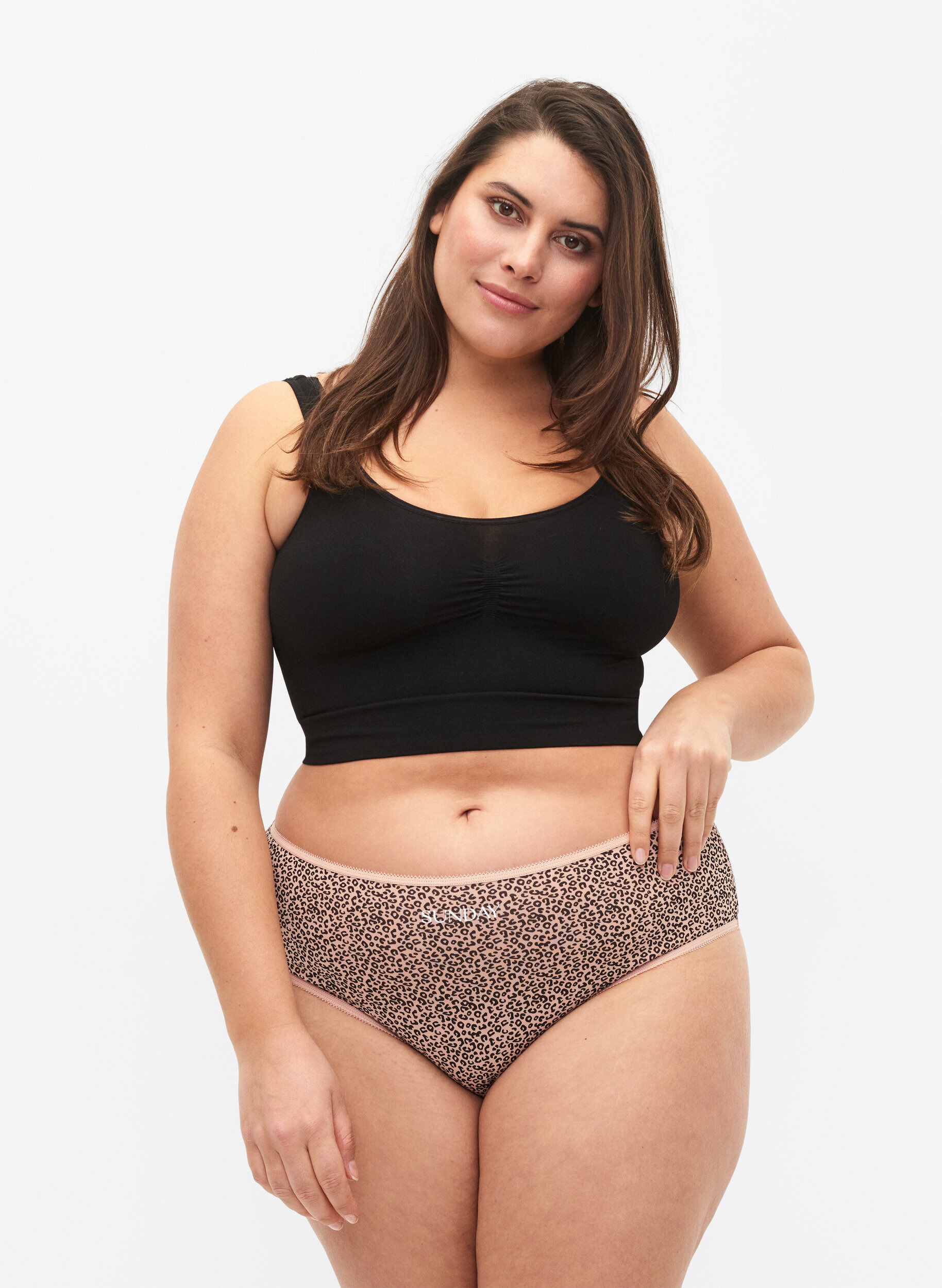 Zizzi Set van 7 slips met normale taille, Blue Multi Pack , Model image number 0