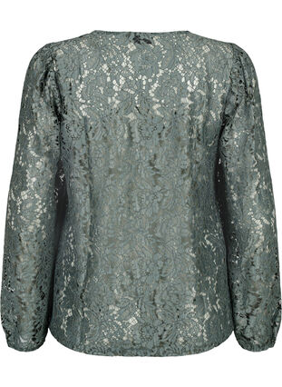 FLASH - Kanten blouse met lange mouwen, Balsam Green, Packshot image number 1