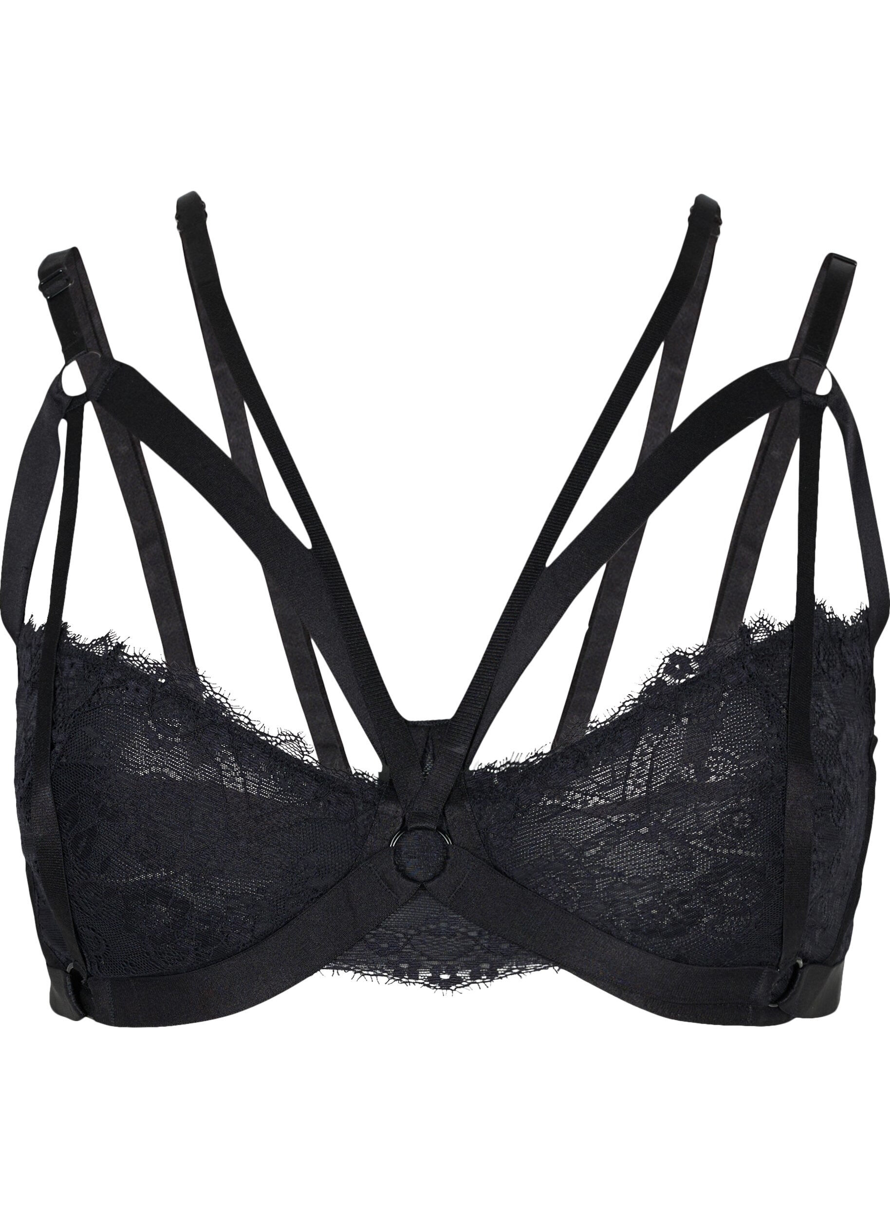 Zizzi Beugel BH met string details, Black, Packshot image number 0