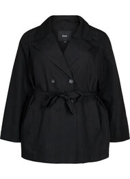 Trenchcoat met riem en zakken, Black