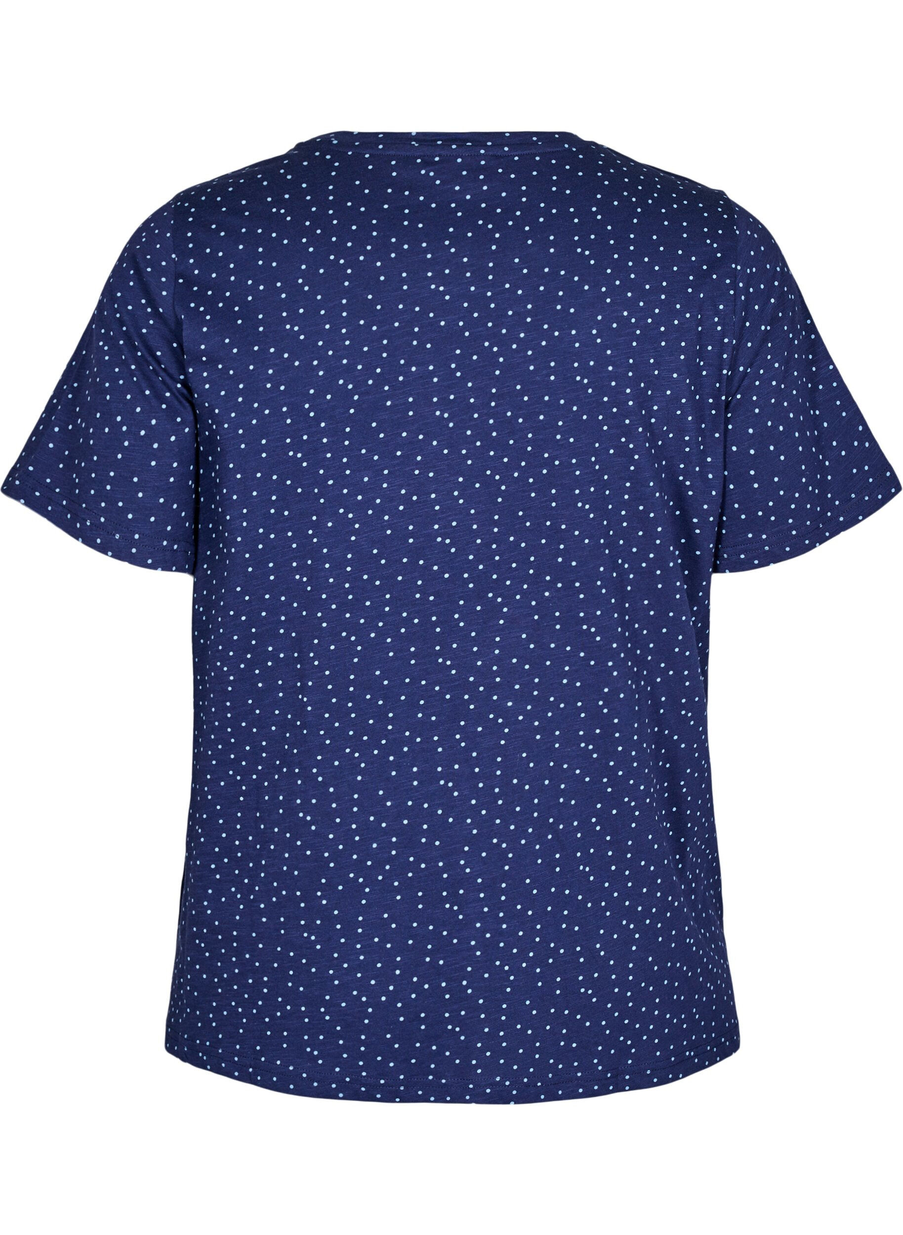 Zizzi Organisch katoen T-shirt met stippen, Blauw, Packshot image number 1