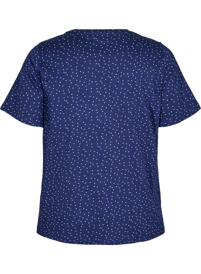 Organisch katoen T-shirt met stippen, Blauw, Packshot image number 1
