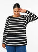 Blouse met strepen en lange mouwen, Black Sand Stripe, Model image number 0