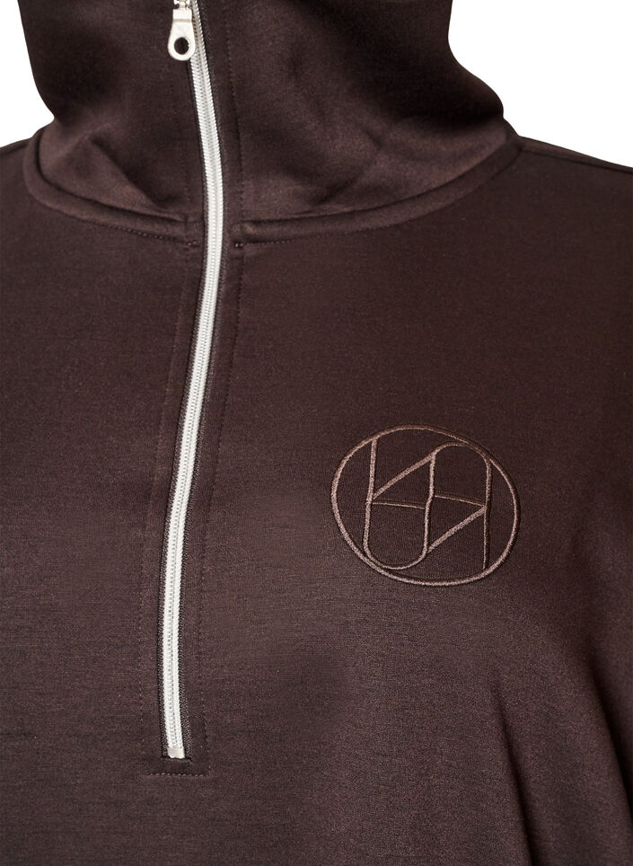 Sportieve sweatshirtjurk met hoge kraag en ritssluiting, Bruin, Packshot image number 2