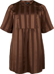 A-lijn jurk met strepen en 1/2-mouwen, Chestnut