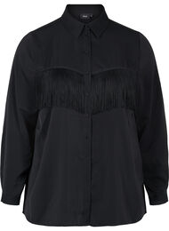Effen blouse met franje, Black