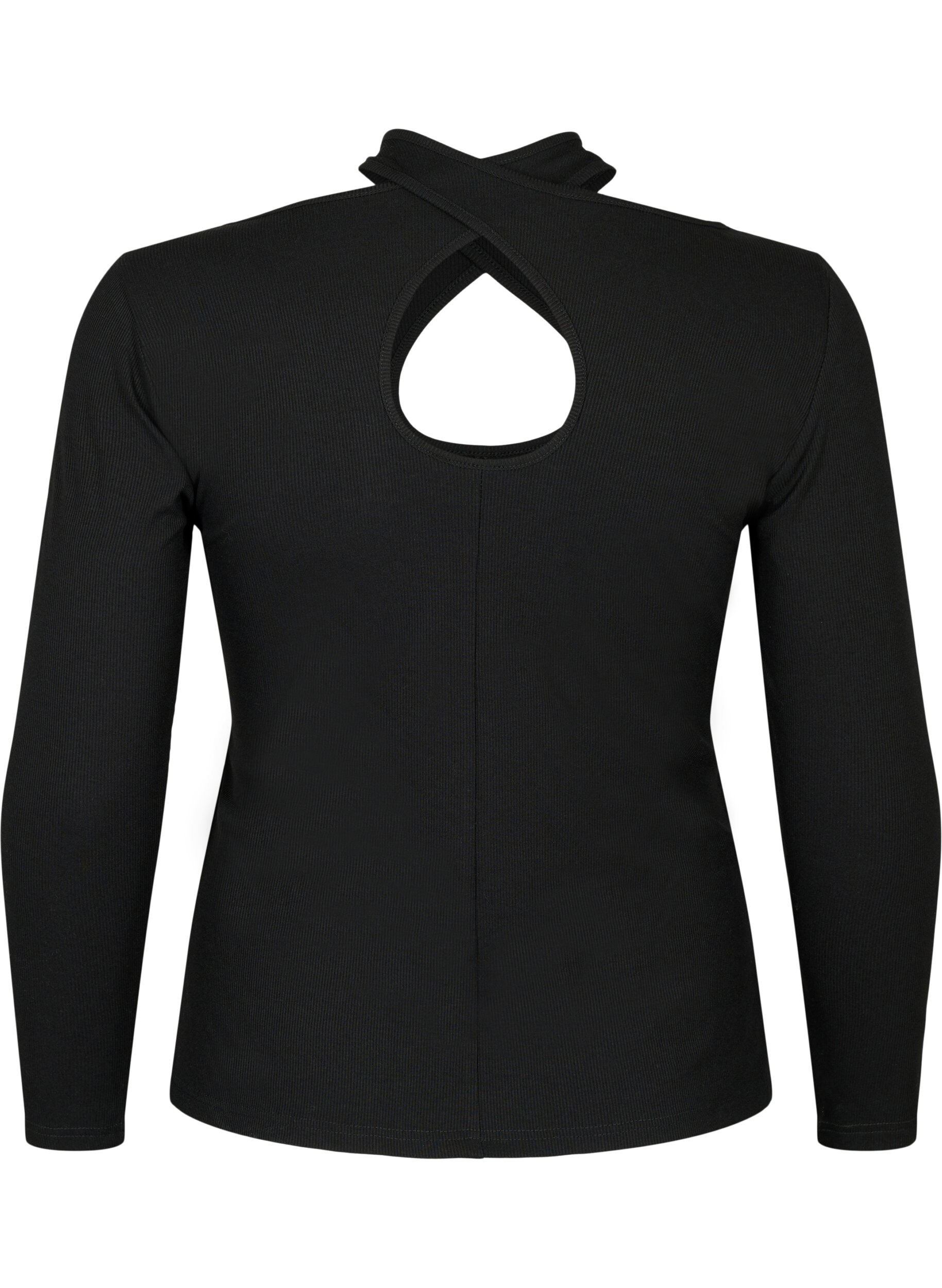 Zizzi Gesneden blouse met lange mouw, Black, Packshot image number 1
