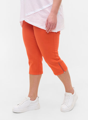 Nauwsluitende 3/4 broek met rits, Orange , Model image number 1