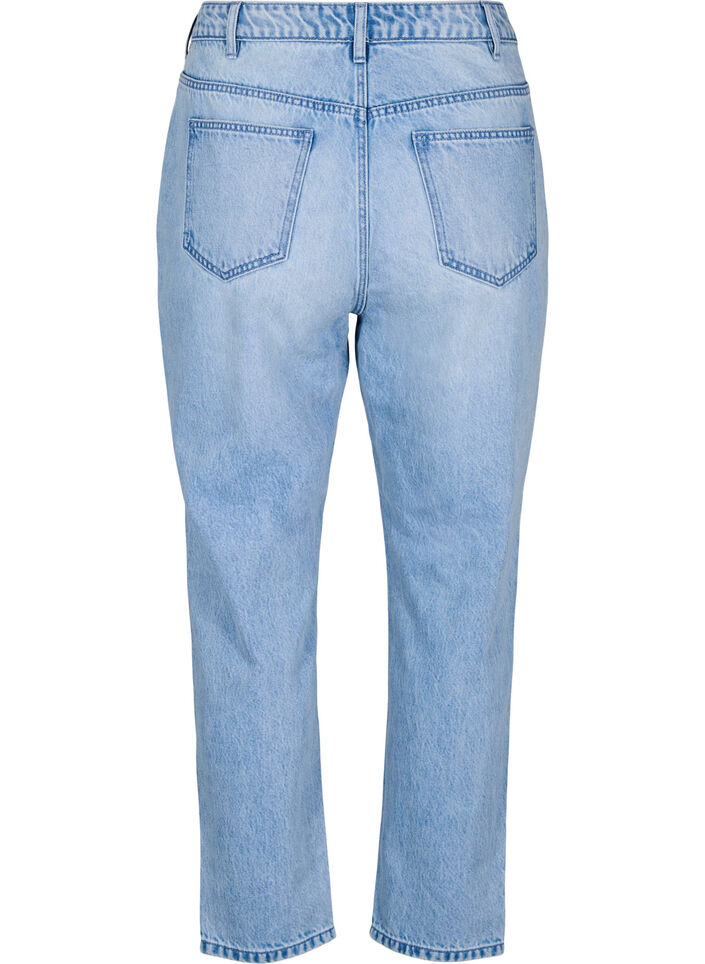 Mille Mom fit jeans met distressed details, Blauw, Packshot