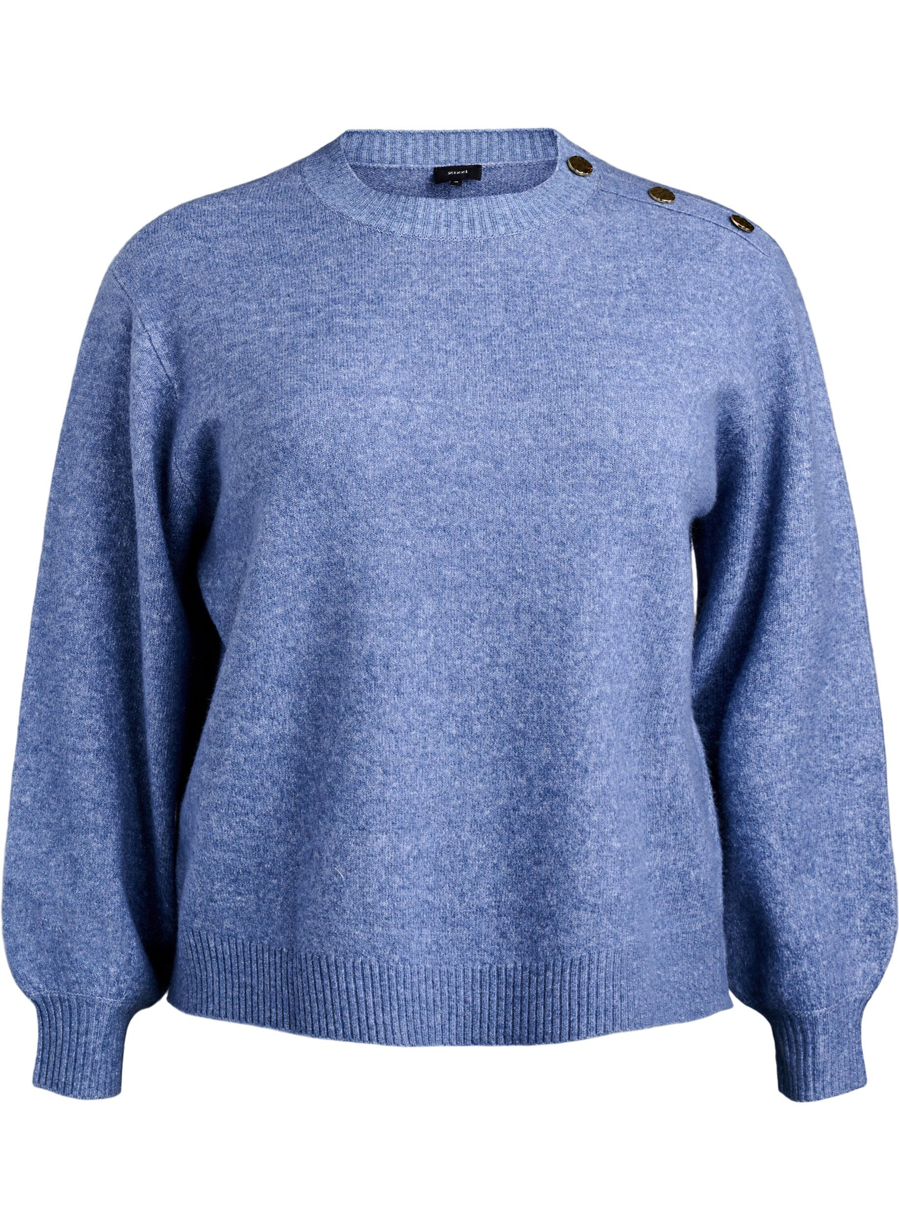 ZizziBreisel blouse met knoopdetail, Blauw, Packshot image number 0