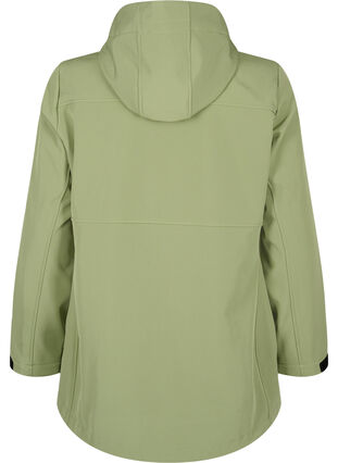 Korte softshell jas met zakken, Oil Green, Packshot image number 1