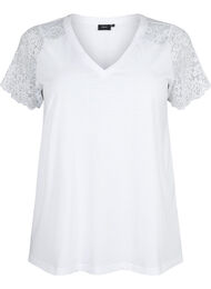 Katoenen t-shirt met korte kanten mouwen, Bright White