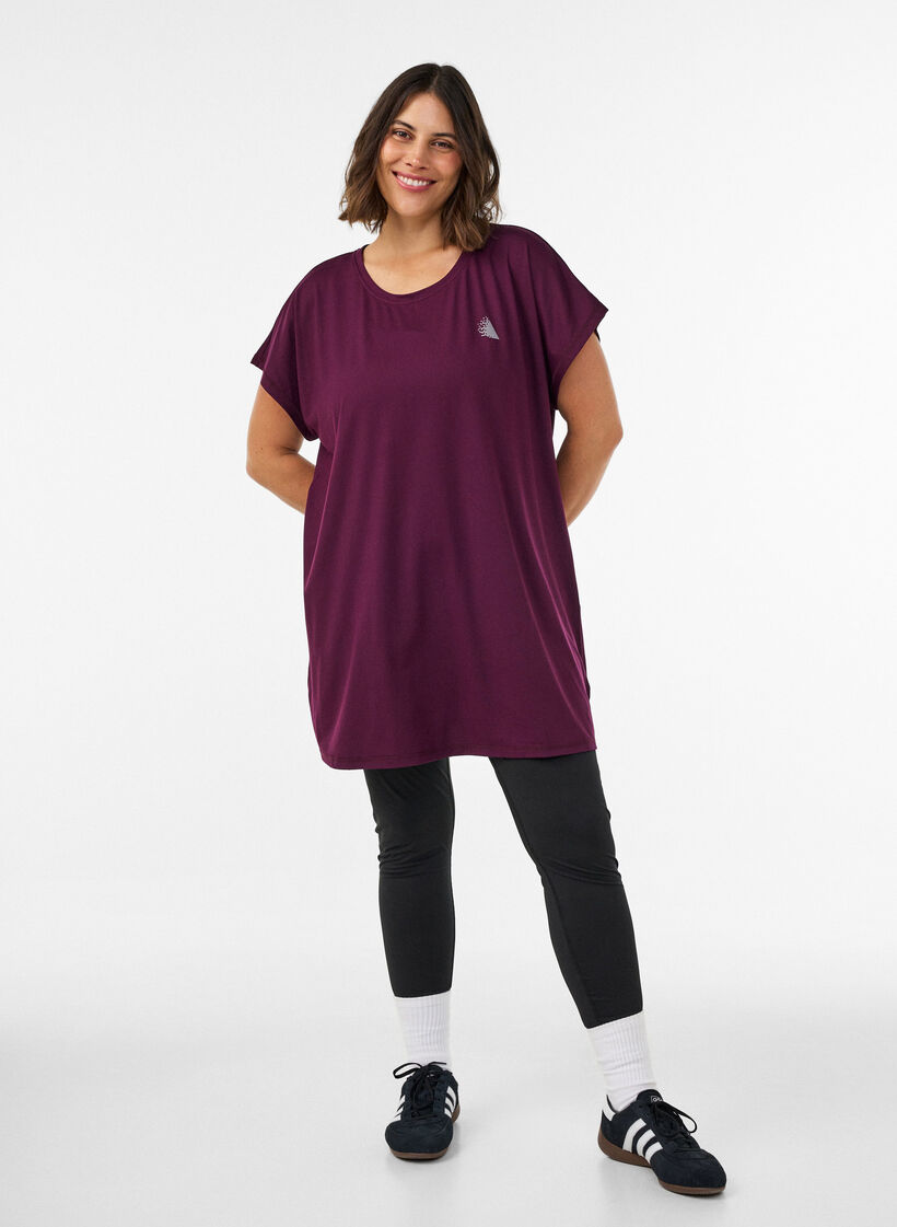 Lang trainings-T-shirt, Paars, Model image number 1