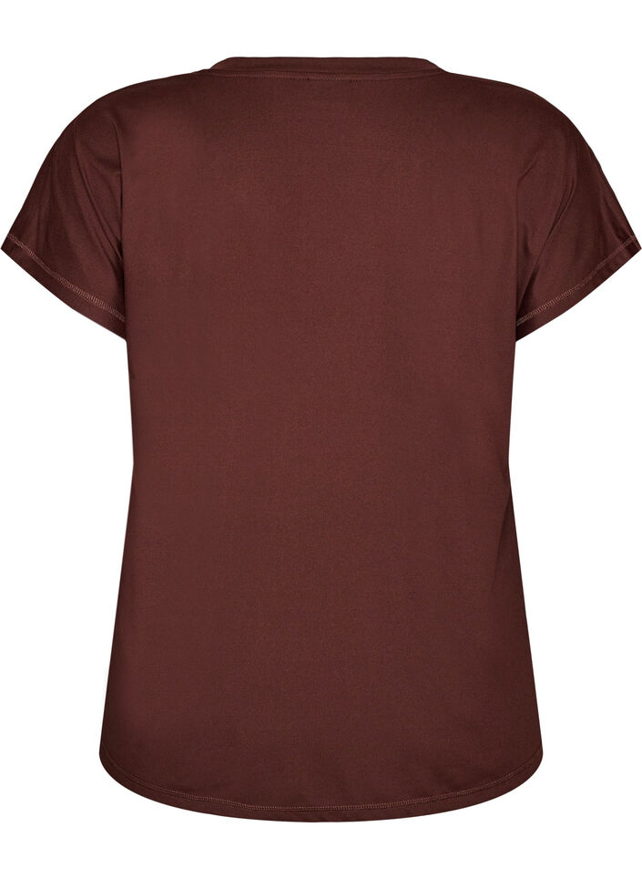 Losvallend trainings-T-shirt met V-hals, Bruin, Packshot image number 1