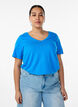 Basic t-shirt met korte mouwen en v-hals, Blauw, Model image number 0
