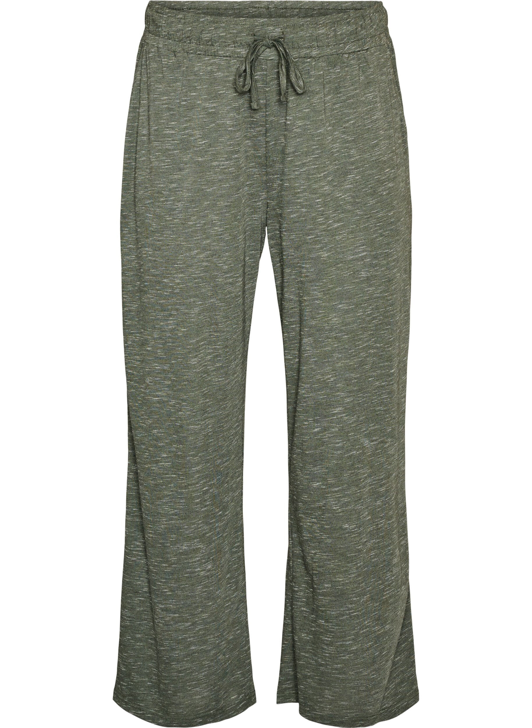 ZizziJersey broek met wijde pijpen en zakken, Groen, Packshot image number 0