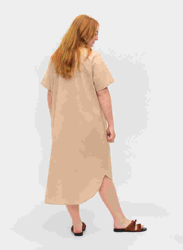 Lange katoenen blouse met korte mouwen, Humus, Model image number 1