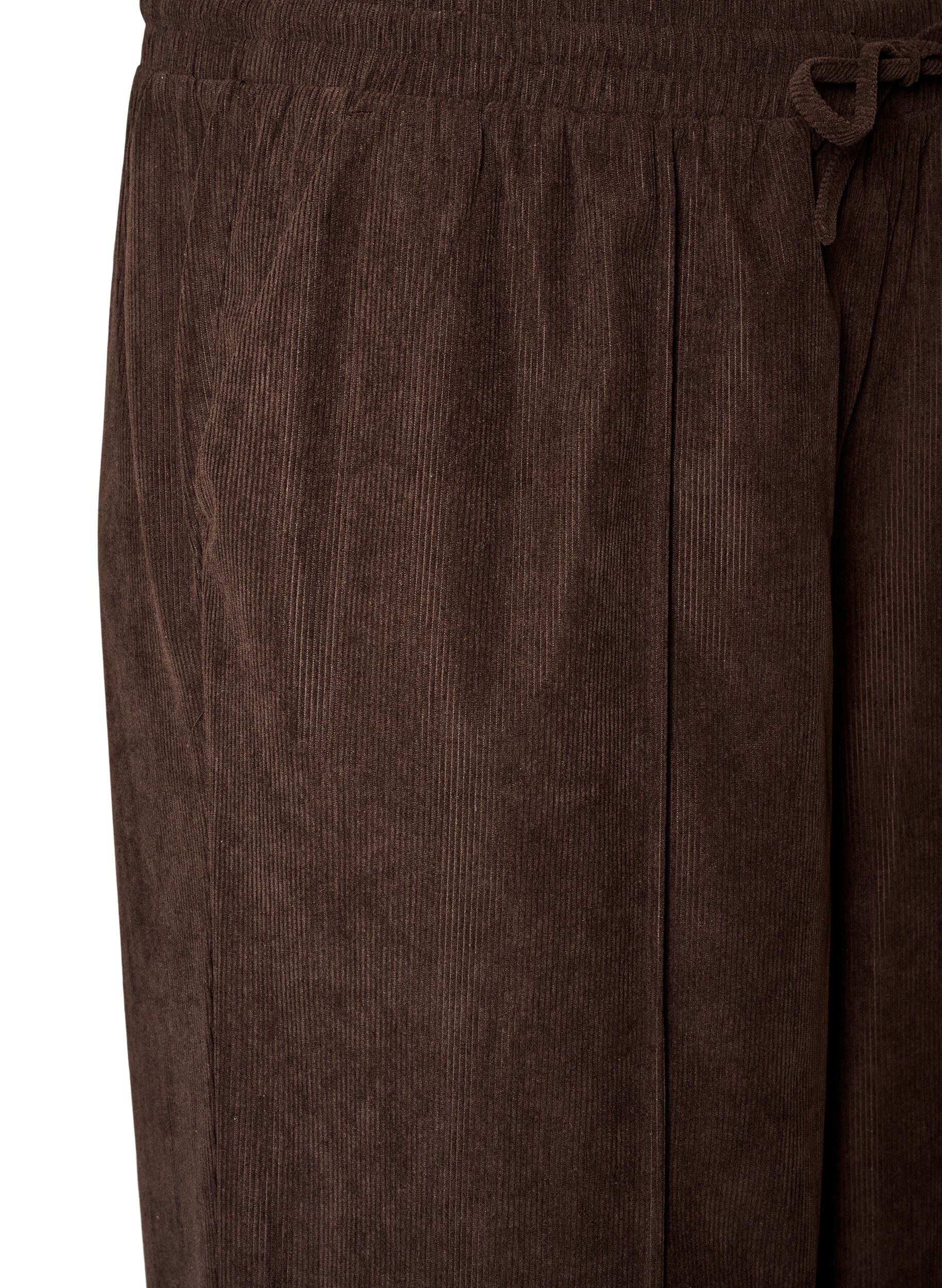ZizziCorduroy broek met wijde pijpen en een hoge taille, Bruin, Packshot image number 2