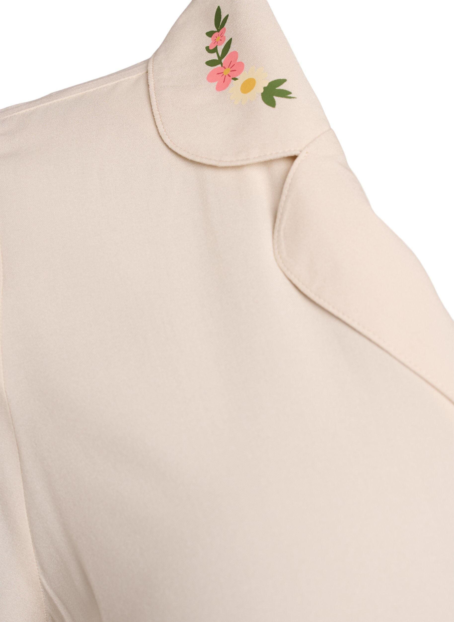 Zizzi Viscose pyjamatop met striksluiting en bloemenprint, Beige, Packshot image number 4