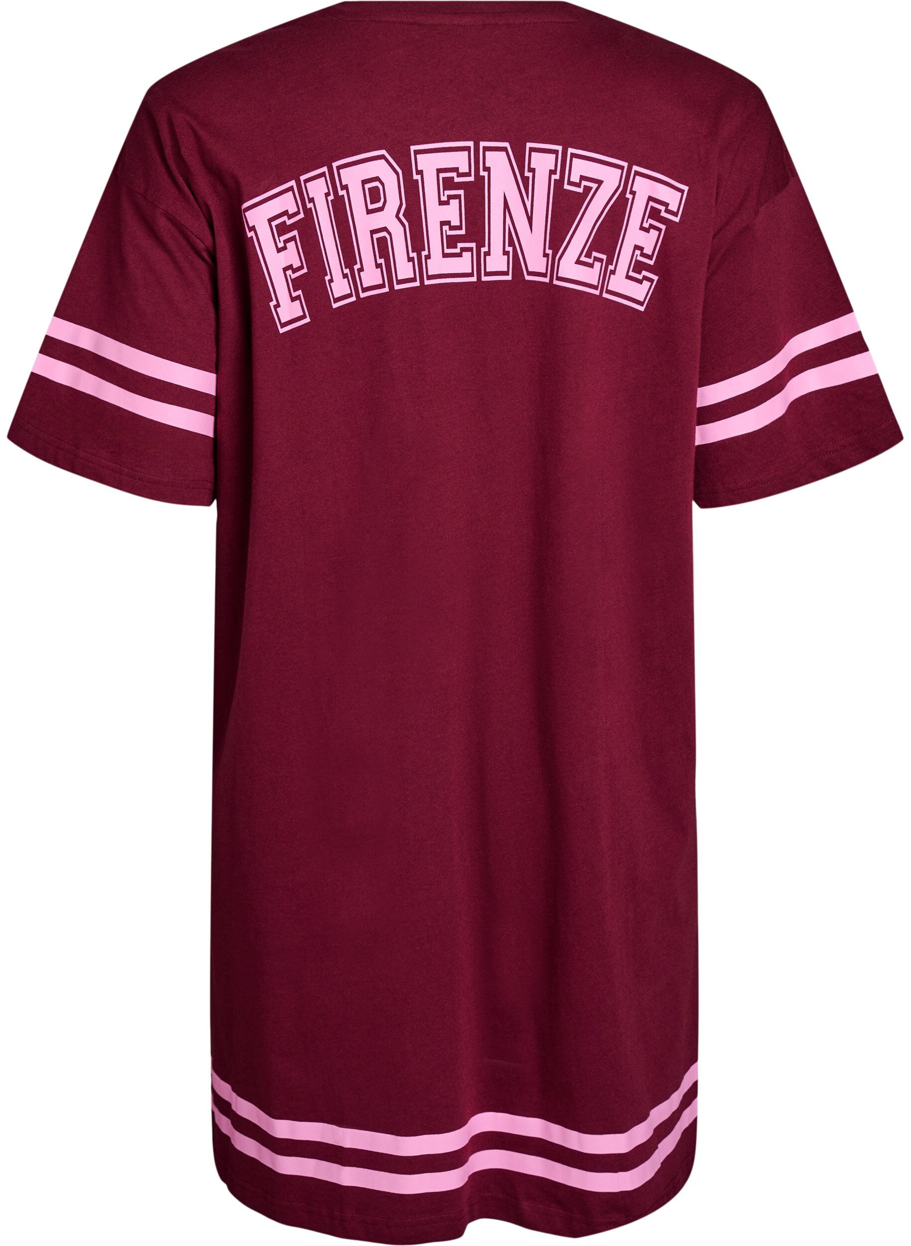 Zizzi Kort T-shirtjurkje met sportieve details, Donker Bordeaux, Packshot image number 1