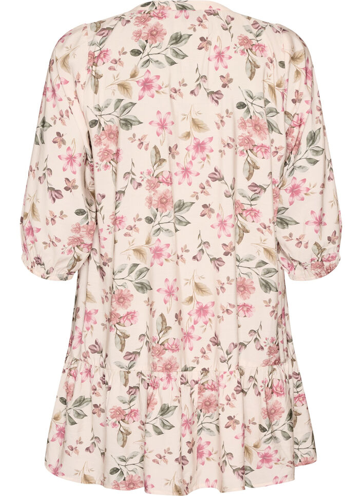 A-lijn tuniek in viscose met 3/4 mouwen, Vanille, Packshot image number 1