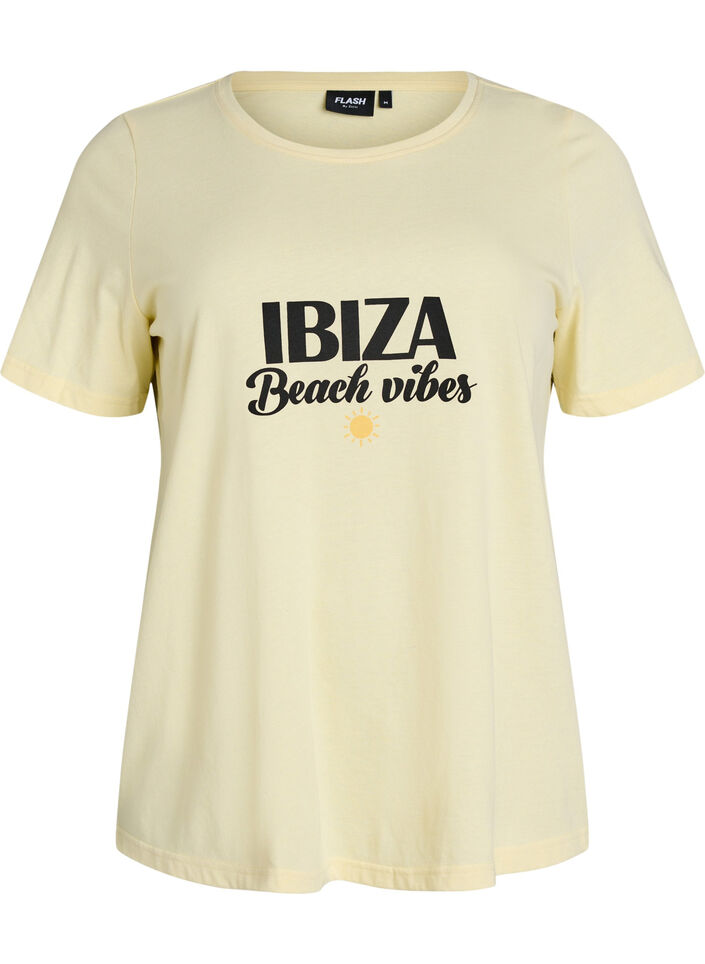 T-shirt met print, Geel, Packshot image number 0
