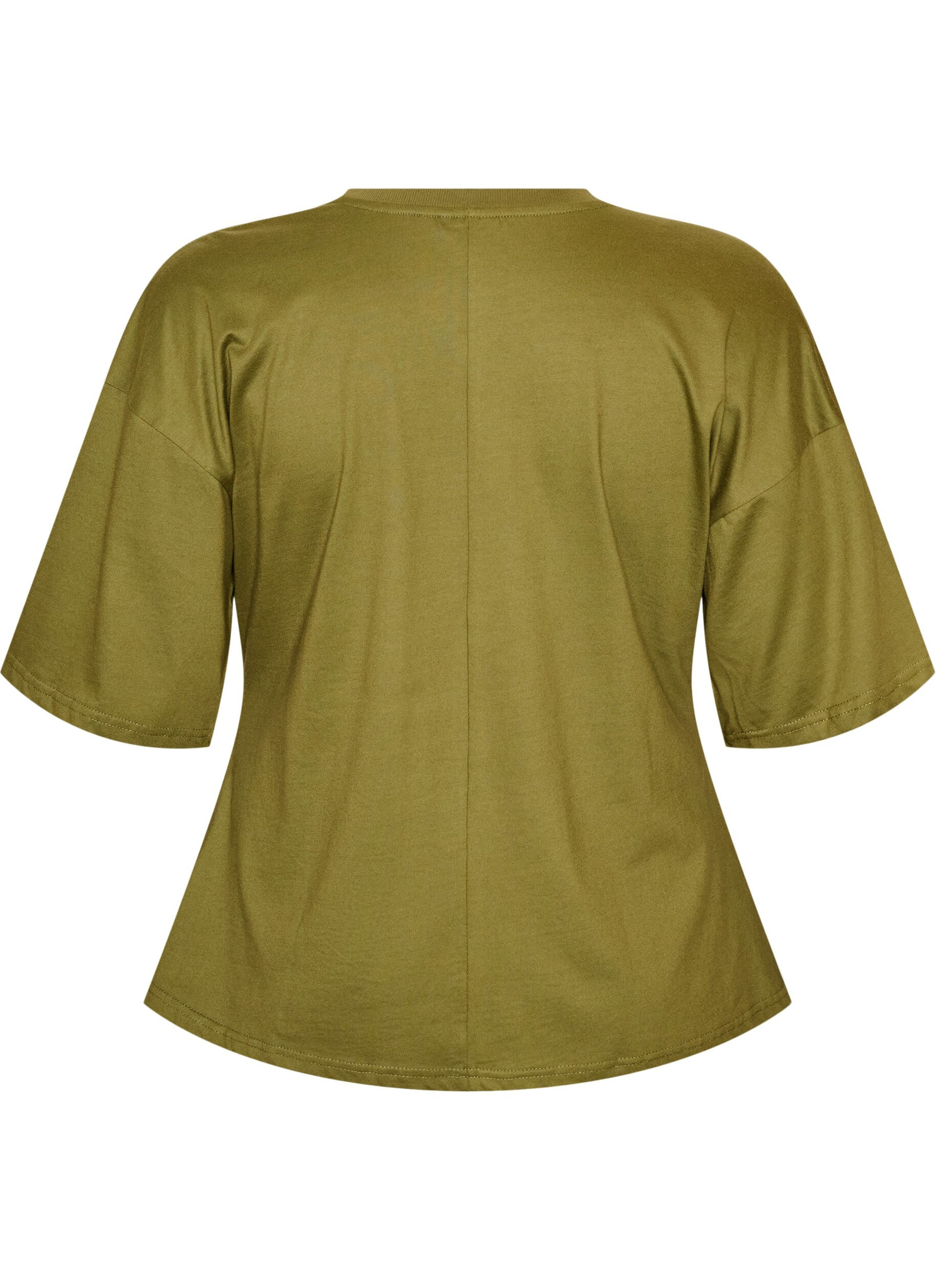 ZizziT-shirt met gedrapeerd detail, Groen, Packshot image number 1