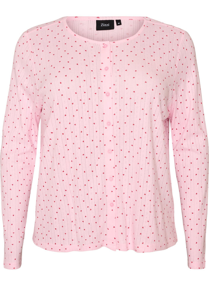 Vest van biologisch katoen met gaatjesborduursel, Roze, Packshot image number 0