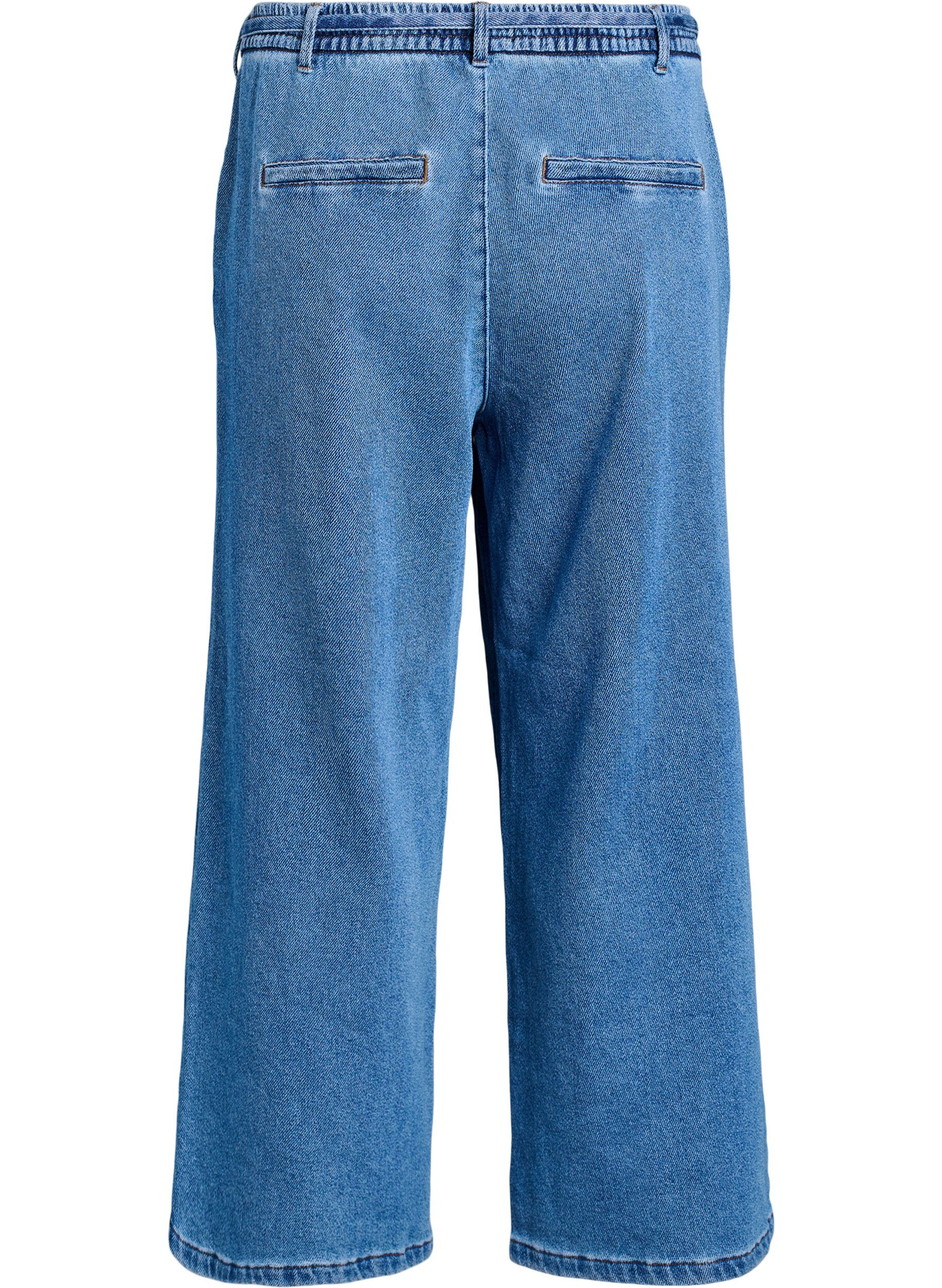 Zizzi Losse pasvorm jeans met een elastische tailleband en een trekkoord, Blauw, Packshot image number 1